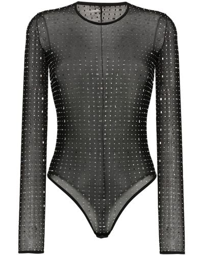 Atu Body Couture X Rue Ra Crystal-embellished Bodysuit - Black