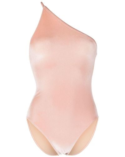 Filippa K Velvet One-shoulder Swimsuit - Pink