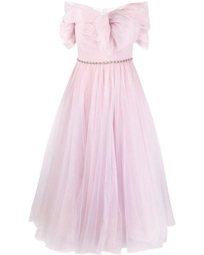 Jenny Packham Bow-detailed Chiffon Midi Dress - Pink