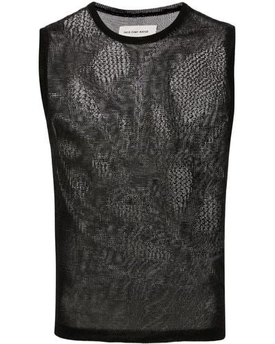 Feng Chen Wang Lace-knit Patterned Tank Top - Black