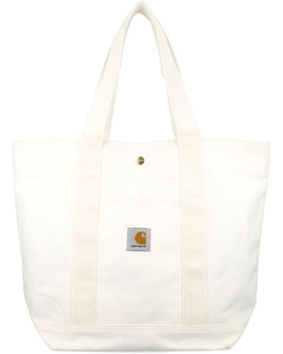 Carhartt Shopper aus Canvas mit Logo-Patch - Weiß