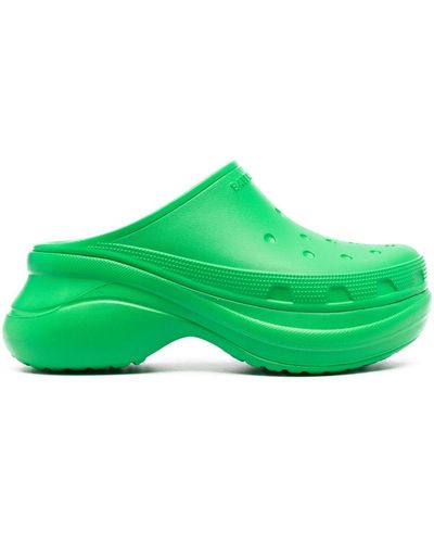 Balenciaga X Crocs Logo-embossed Platform Mules - Green