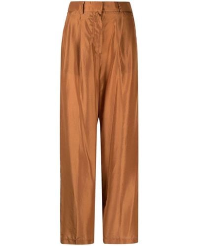Forte Forte Trousers With Pleated Details - Brown
