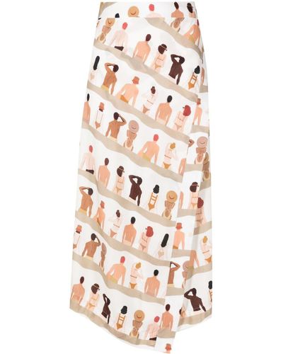 Amir Slama Graphic-print Wrap Midi Skirt - White