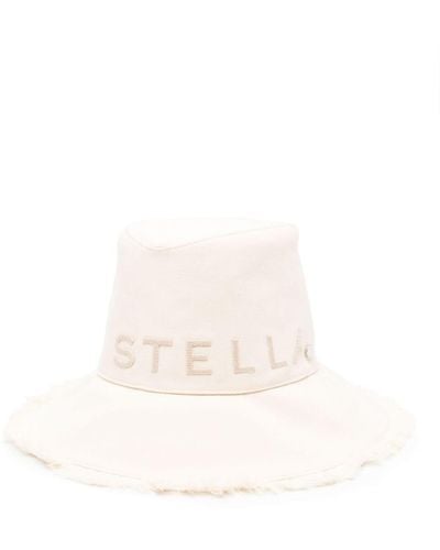 Stella McCartney Logo Canvas Fedora Hat - White