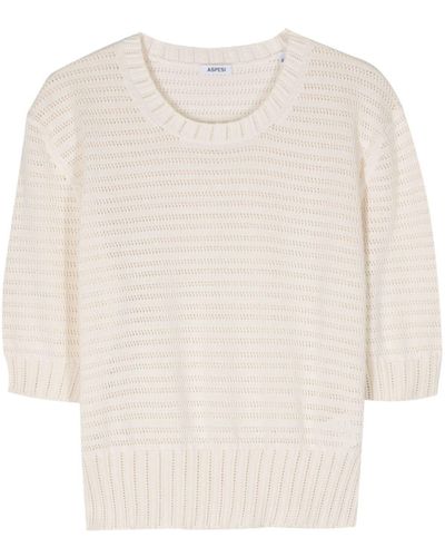 Aspesi Open-knit T-shirt - Natural