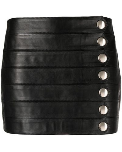 Manokhi Button-detail Leather Skirt - Black