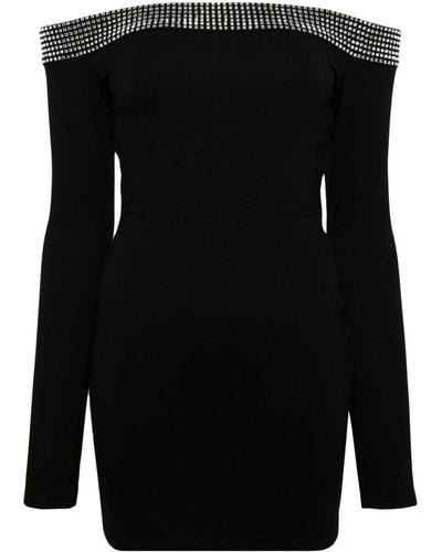 David Koma Crystal-embellished Off-shoulder Dress - Black