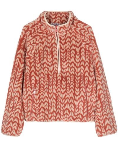 The Upside Arrow-print Fleece Pullover Jacket - Red