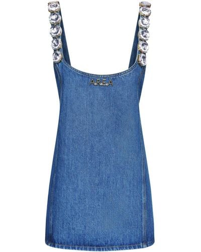 Area Crystal-embellished Denim Mini Dress - Blue