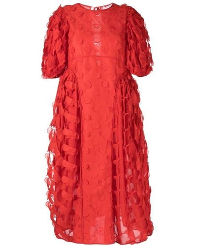 Cecilie Bahnsen Midi-jurk Met Textuur - Rood