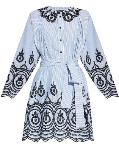 Munthe Broderie Anglaise Organic Cotton Dress - Blue