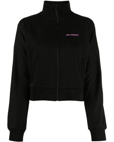 Karl Lagerfeld Logo-print Zip-up Sweater - Black