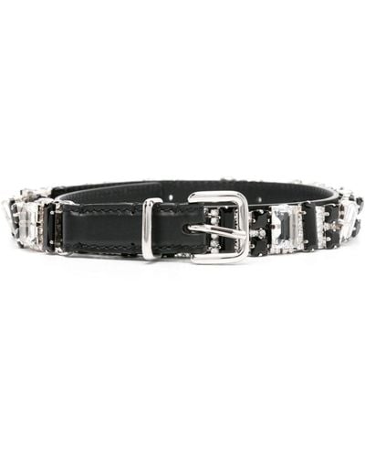 Ermanno Scervino Crystal-embellished Leather Belt - Black