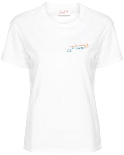 Mc2 Saint Barth Emilie slogan-embroidered T-shirt - Weiß