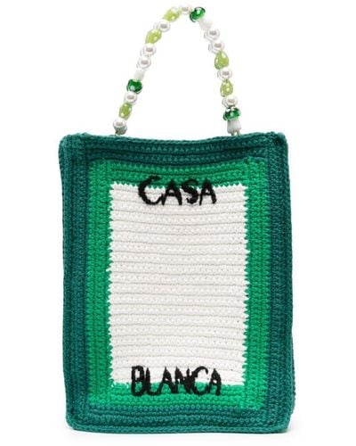 Casablanca Tennis Club Crochet-knit Tote Bag - Green