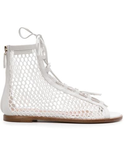 Gianvito Rossi Ankle-length Honeycomb-knit Sandals - White