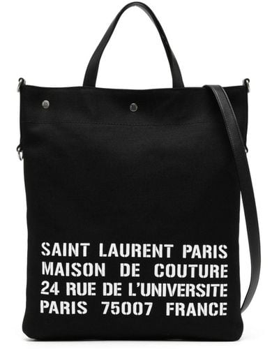 Saint Laurent North/South Shopper aus Canvas - Schwarz
