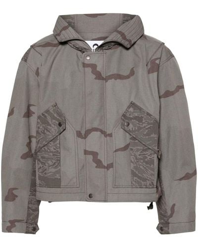 Marine Serre Camouflage-print Hooded Jacket - Grey