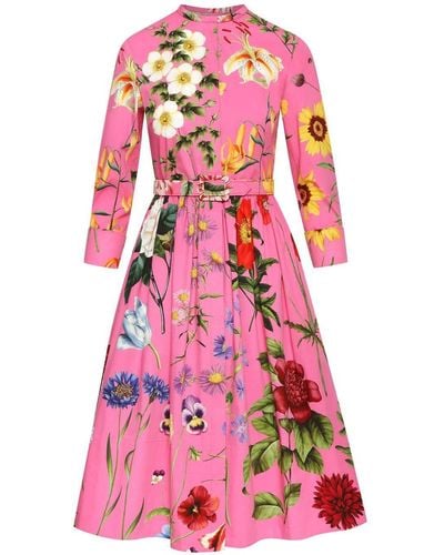 Oscar de la Renta Floral-print Shirt Dress - Pink