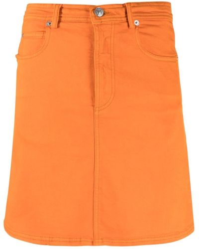 Marni Logo-embroidered Stretch-cotton Skirt - Orange