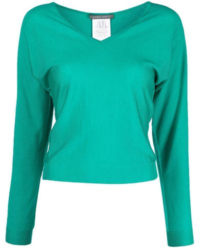 Alberta Ferretti Sudadera con cuello en V - Verde