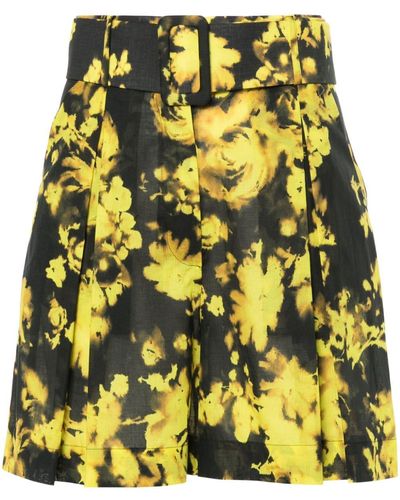 Erika Cavallini Semi Couture Graphic-print Pleated Shorts - Yellow