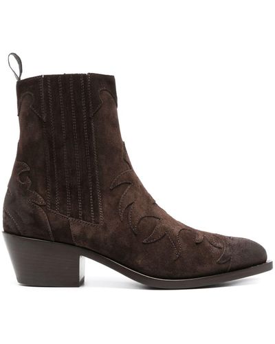 Sartore 45mm Western Suede Ankle Boots - Brown