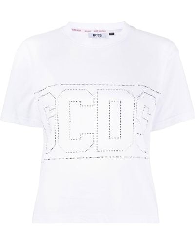 Gcds T-shirt crop à logo clouté - Blanc
