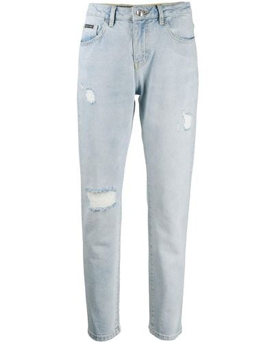 Philipp Plein Gescheurde Jeans - Blauw