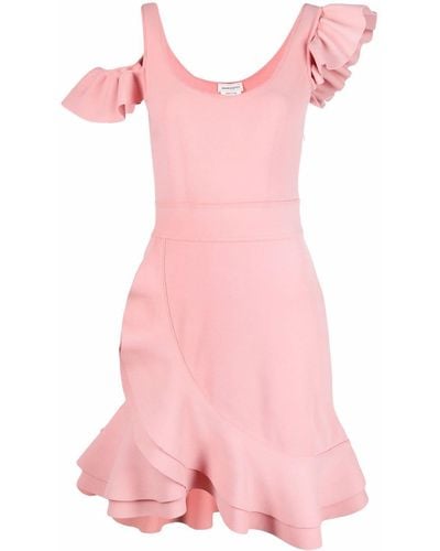 Alexander McQueen Ruffle Knit Mini Dress - Pink