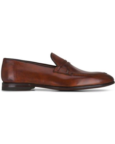 Bontoni Festoso Almond-toe Leather Loafers - Brown