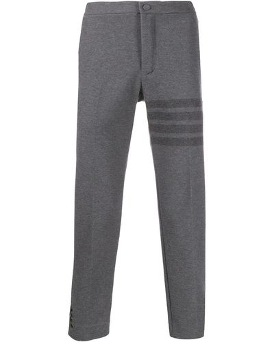 Thom Browne Slim-fit Tonal 4-bar Pants - Gray
