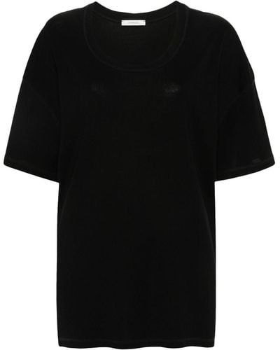 Lemaire T-Shirt mit tiefen Schultern - Schwarz