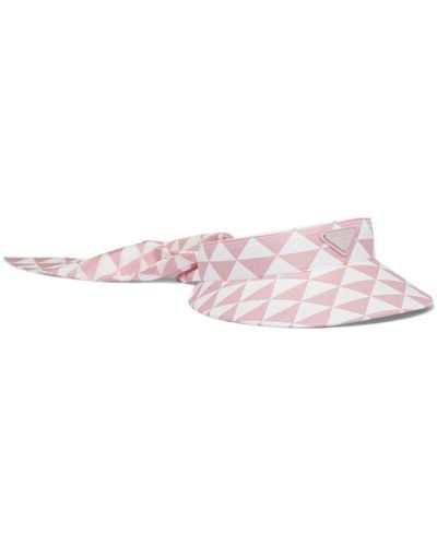 Prada Triangle-logo Silk Visor - Pink