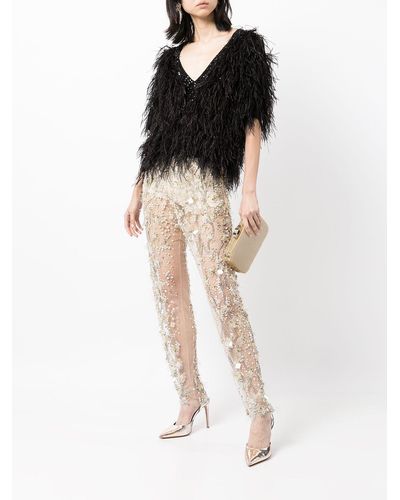Jenny Packham Sequined Tapered Pants - Multicolour