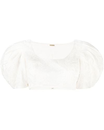 Cult Gaia Floral-embroidery Cropped Top - White