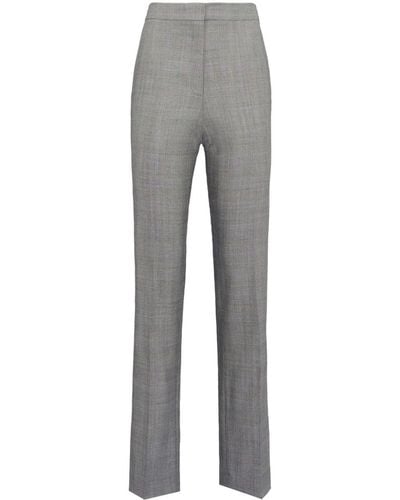 Alexander McQueen High-waisted Checked Wool Trousers - Grey