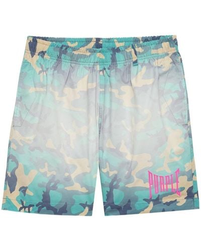 Purple Brand Faded Camouflage-print Swim Shorts - Blue