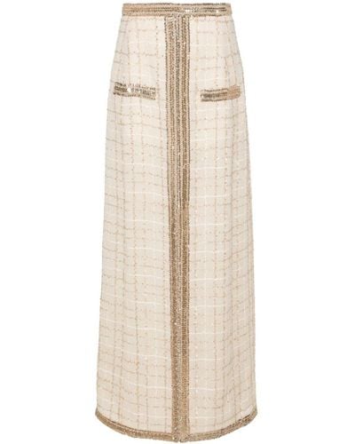 Giambattista Valli Sequin-embellished Front-slit Skirt - Natural