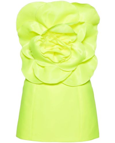 Nissa Floral-appliqué Taffeta Minidress - Yellow