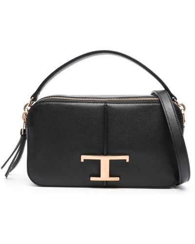 Tod's Borsa tote con applicazione a T - Nero