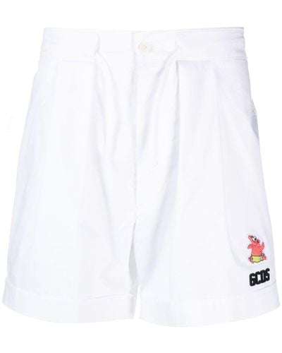 Gcds Logo-patch Cotton Shorts - White