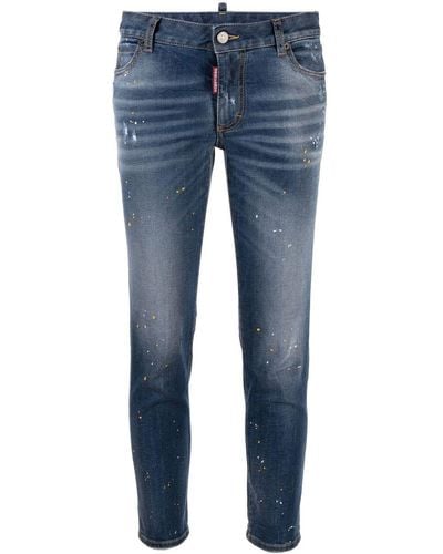 DSquared² Low-rise Skinny-leg Cropped Jeans - Blue