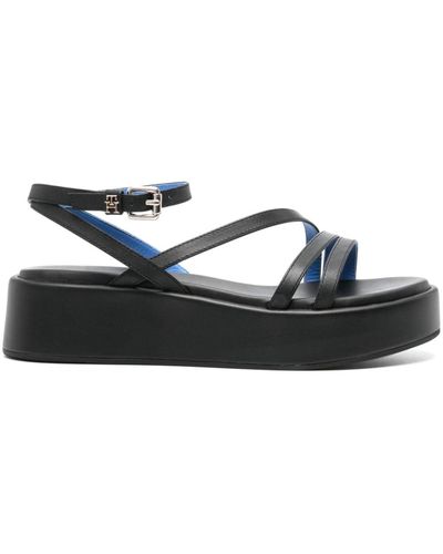 Tommy Hilfiger Strappy Leather Platform Sandals - Blue