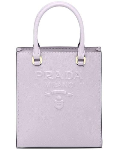 Prada Shopper mit Logo-Prägung - Lila