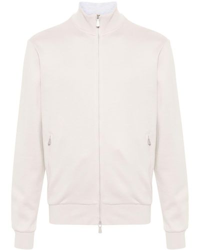 Eleventy Zip-fastening Cotton-blend Jacket - White