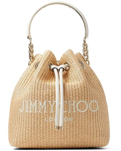 Jimmy Choo Bon Bon Logo-embroidered Bag - Natural