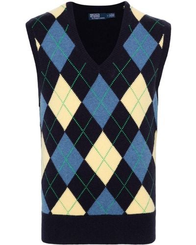 Polo Ralph Lauren Argyle Cashmere Vest - Blue