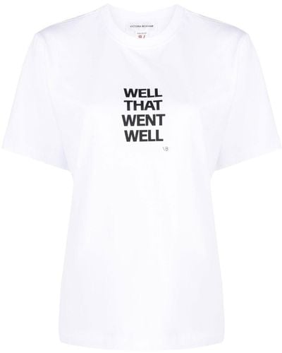Victoria Beckham T-Shirt mit Slogan-Print - Weiß